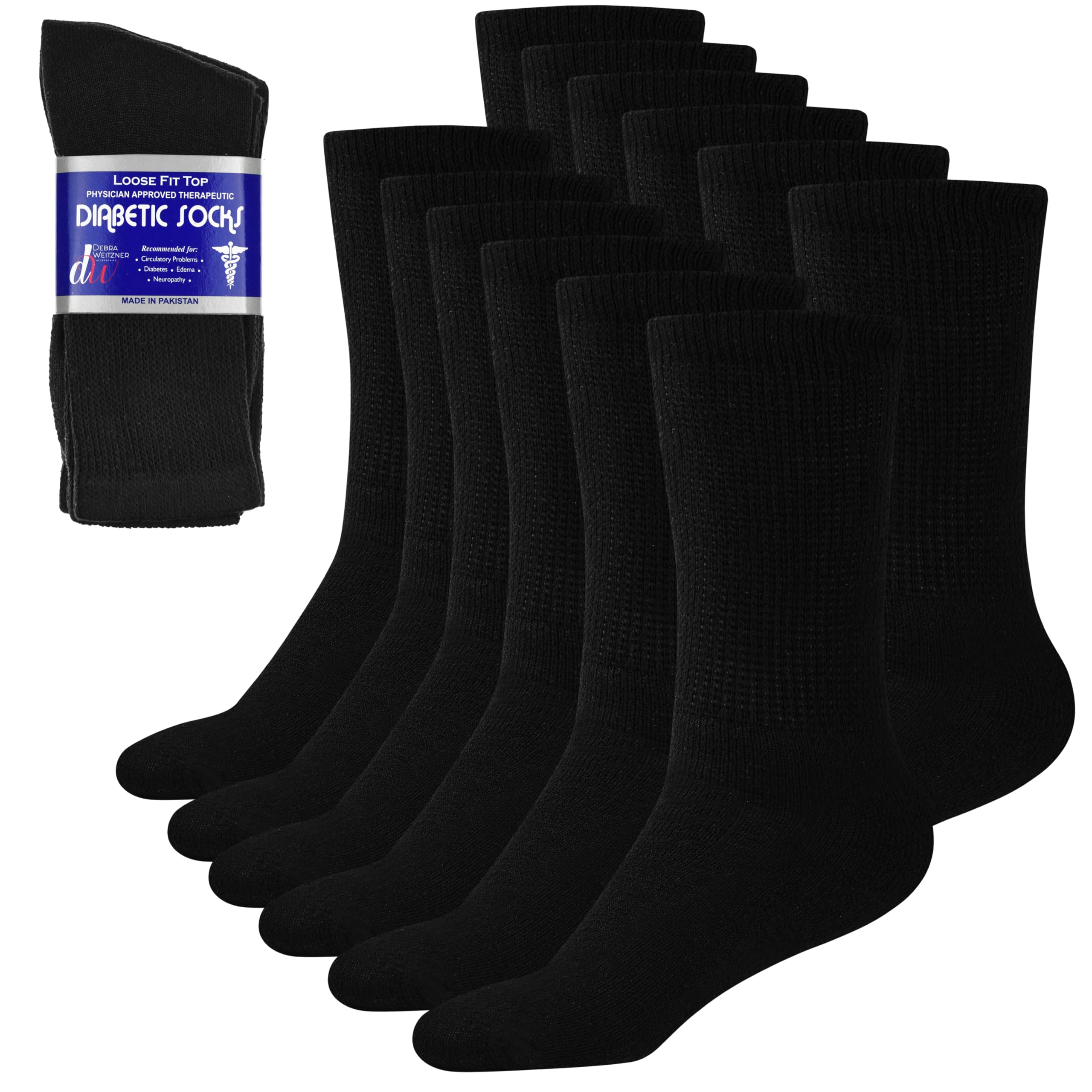 Debra Weitzner Diabetic Ankle Crew Socks for Men & Women - Non-Binding Loose Fit Comfort Socks (12 Pairs) - Ideal for Diabetes, Swelling & All-Day Wear