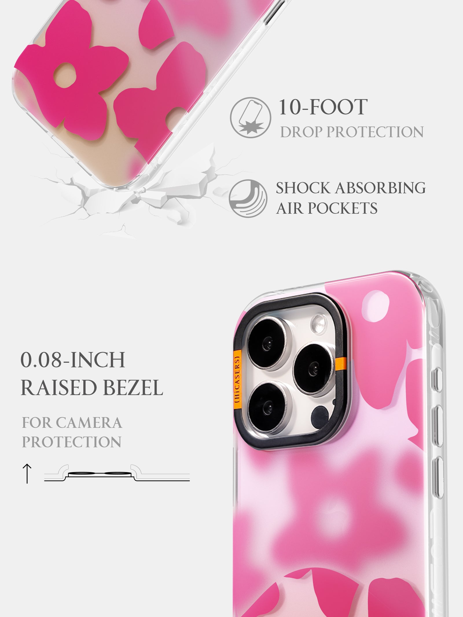 Foggy Florals iPhone Case - Hot Pink Aesthetic Phone Cover for Women, Girls | Trendy Floral Design, Slim Protective Case for iPhone 13, 12, 11, XR | Perfect Gift for Birthday, Valentine's Day, Everyday Use