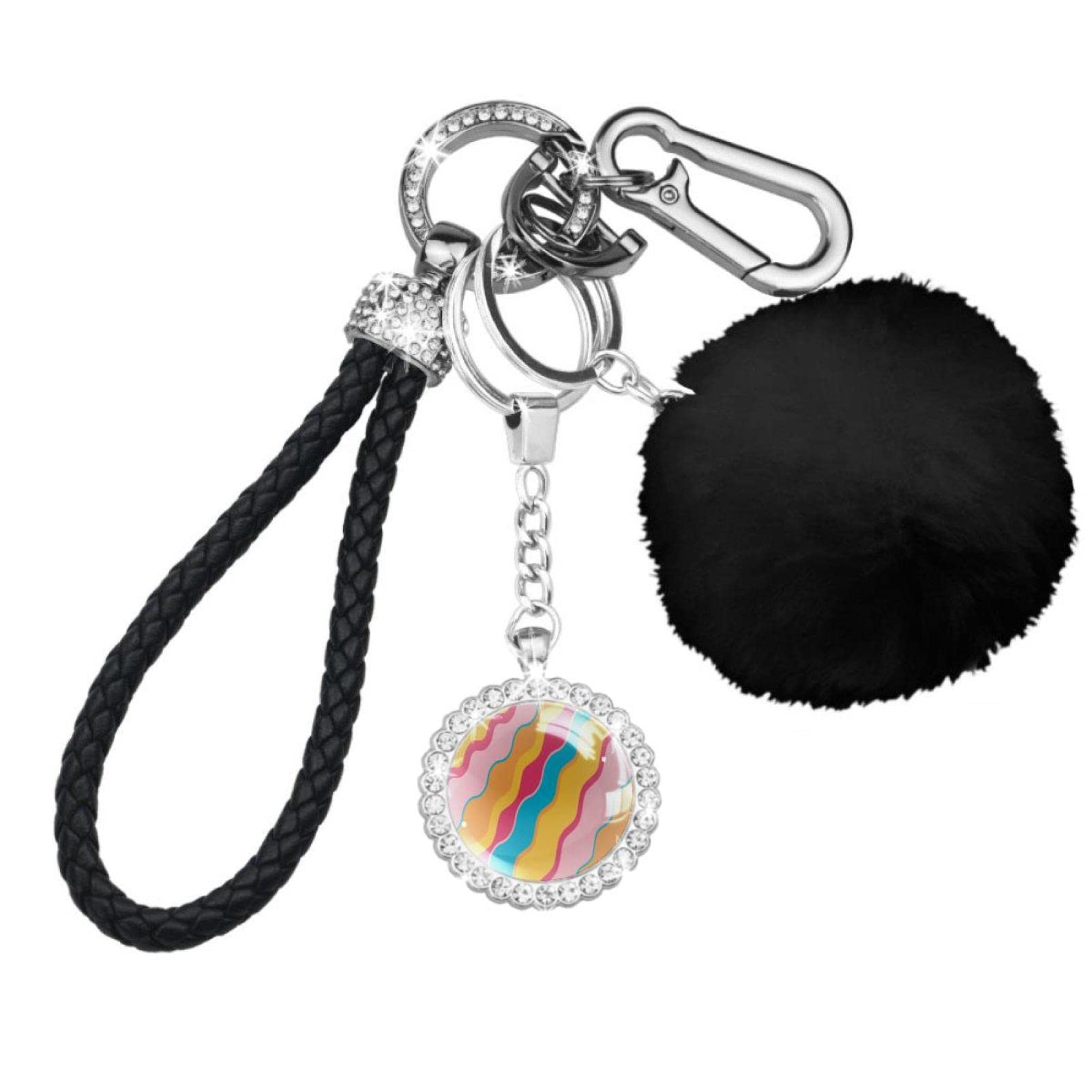 Vibrant Cake Color Palette Painting Keychain Set for Women - Trendy Wristlet Keychain with Car Keychain & Pom Pom Accessories Kit | Perfect Gift for Artists, Bakers & Creative Friends