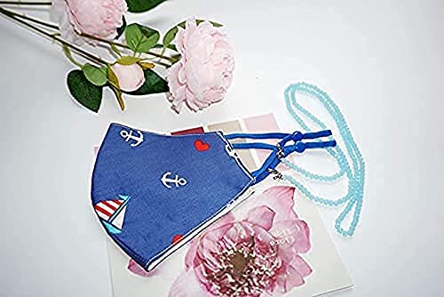 Manbhar Gems - Beaded Anti-Lost Mask Lanyard & Eyeglasses Holder for Women & Men | 74CM Crystal Glass Beads (Aqua Chalcedony) | Perfect for Work, Travel & Daily Use