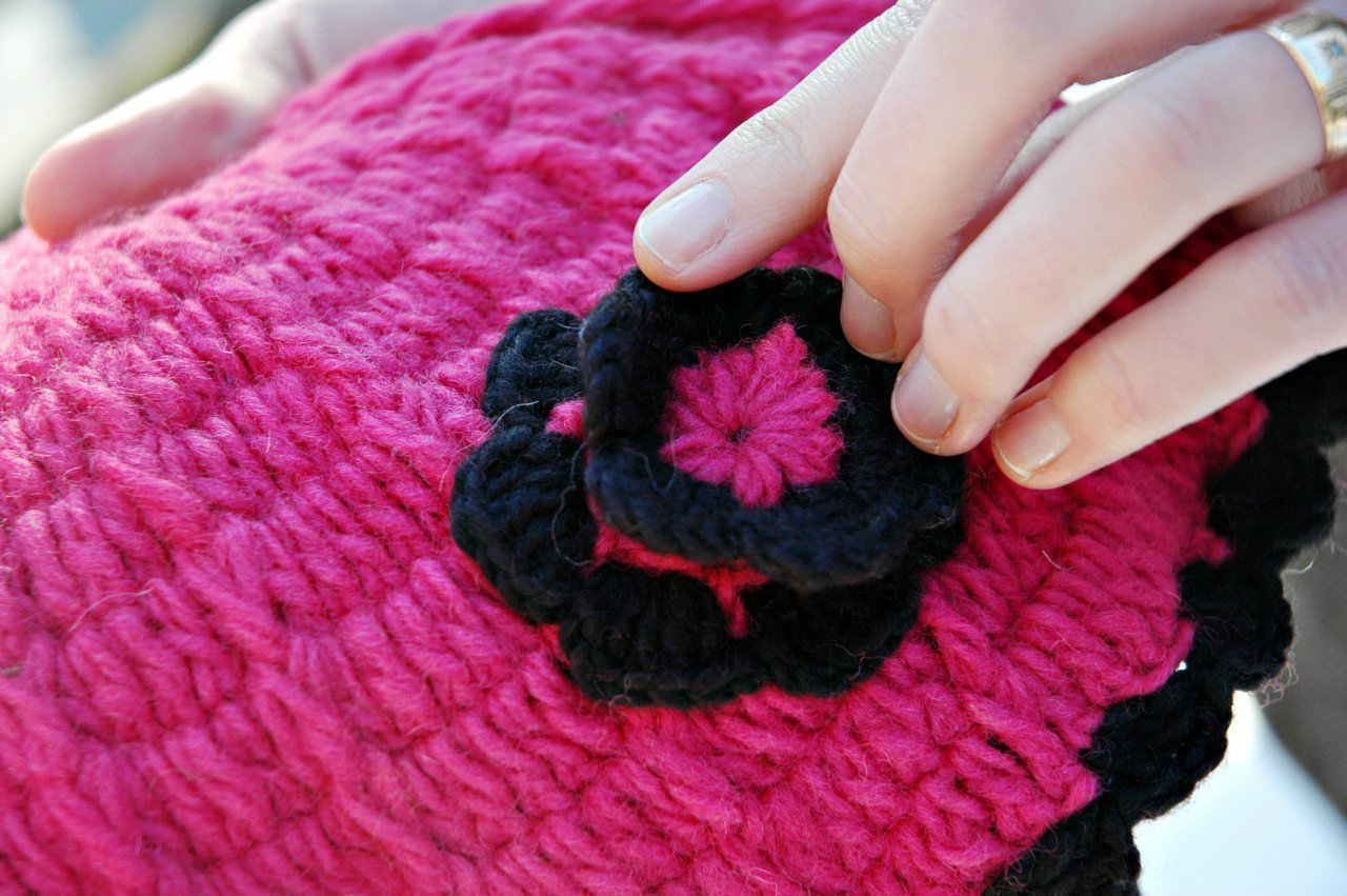 Handmade Tibetan Wool Pink and Black Winter Hat for Women - Cozy & Stylish Beanie for Cold Weather, Outdoor Activities, and Fashion Accessories
