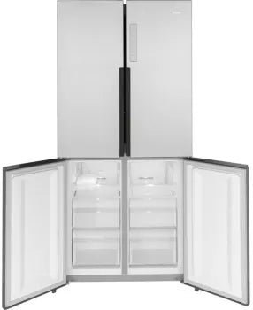 Open Box Haier QHE16HYPFS ENERGY STAR 16.8 Cu. Ft. Quad Door Refrigerator - Fingerprint Resistant Stainless Steel - Perfect for Kitchens, Restaurants & Small Businesses