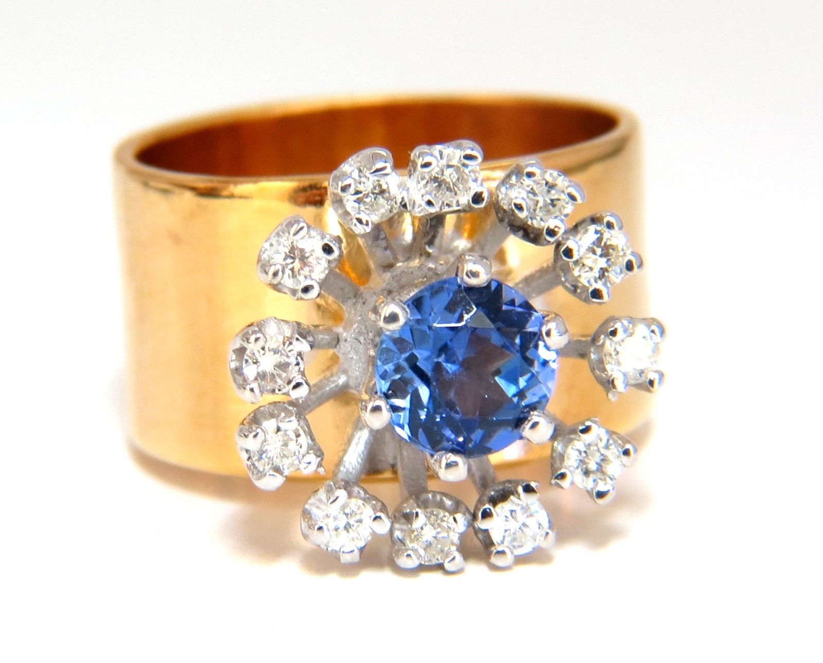 1.46ct Natural Round Tanzanite & Diamond Ring in 14K Gold Cluster Halo Setting - Perfect for Engagement, Anniversary & Special Occasions