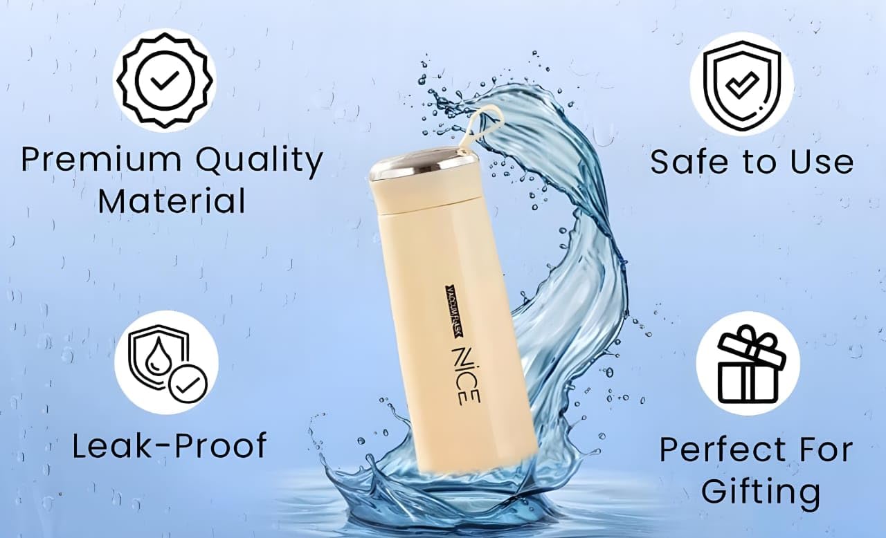 Futurers Kaart 400ml BPA Free Water Bottle with Glass Inner Liner & Plastic Shell - Perfect for Gym, Hiking, Office & Travel Hydration
