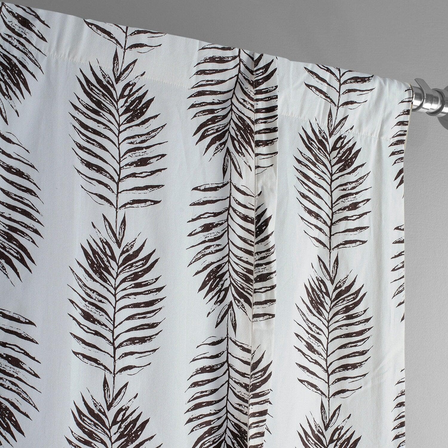 Brown Floral Printed Cotton Blackout Window Shade - Sago Nut Design, Room Darkening Tie-Up Curtain for Bedroom & Living Room