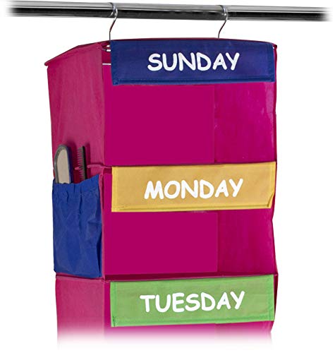 Sagler 7-Shelf Kids Hanging Closet Organizer - Portable Daily Activity Storage for Children's Clothes & Toys | Perfect for Bedroom, Nursery, and Dorm Organization