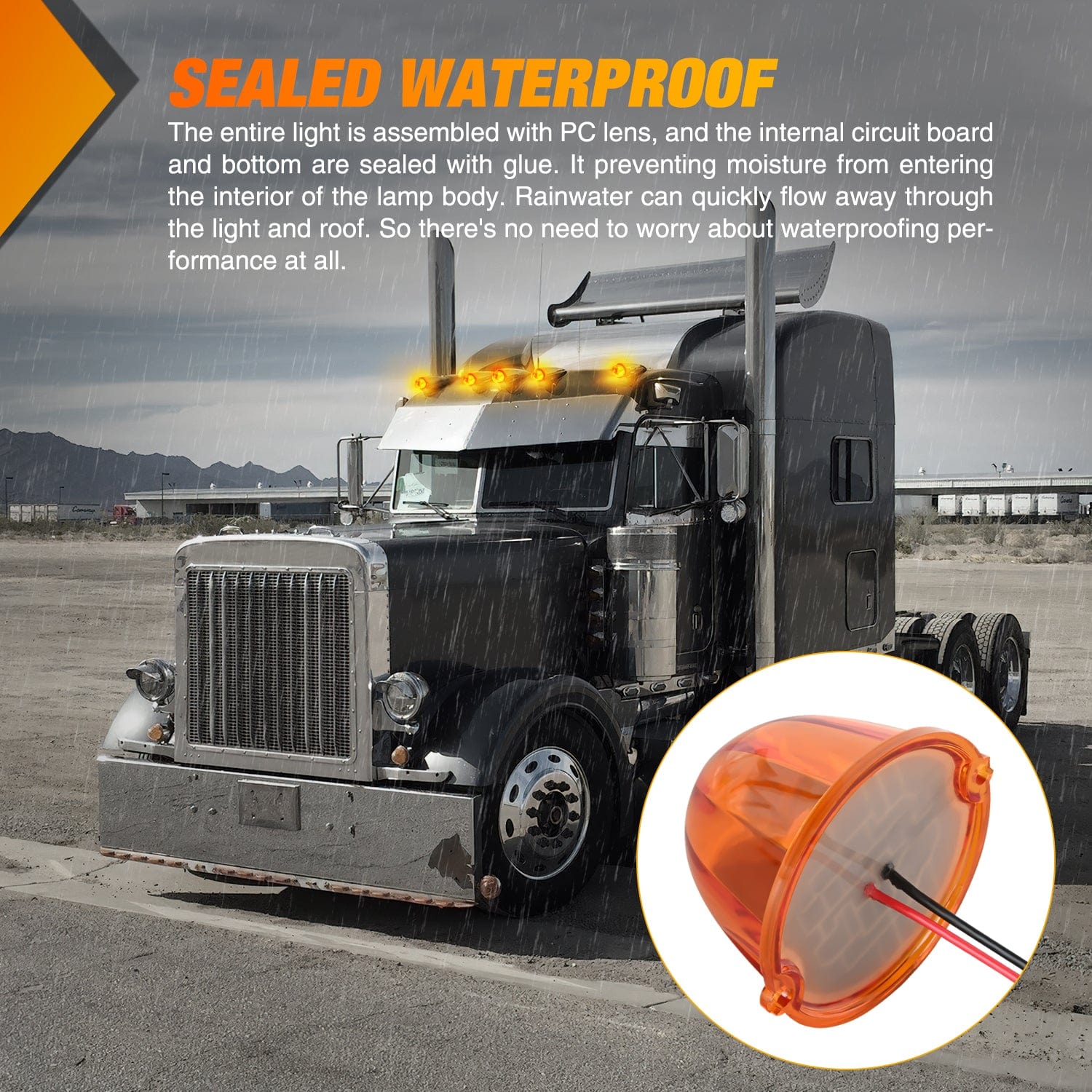 5PCS 18LED Amber Cab Roof Marker Lights - DOT Certified Truck Roof Clearance Lights for Semi Trucks, Trailers & RVs - Waterproof & Durable for All Weather Conditions - Perfect for Night Driving & Enhanced Road Safety