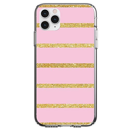 Pink & Gold Print - Horizontal Stripes Pattern On Clear Case