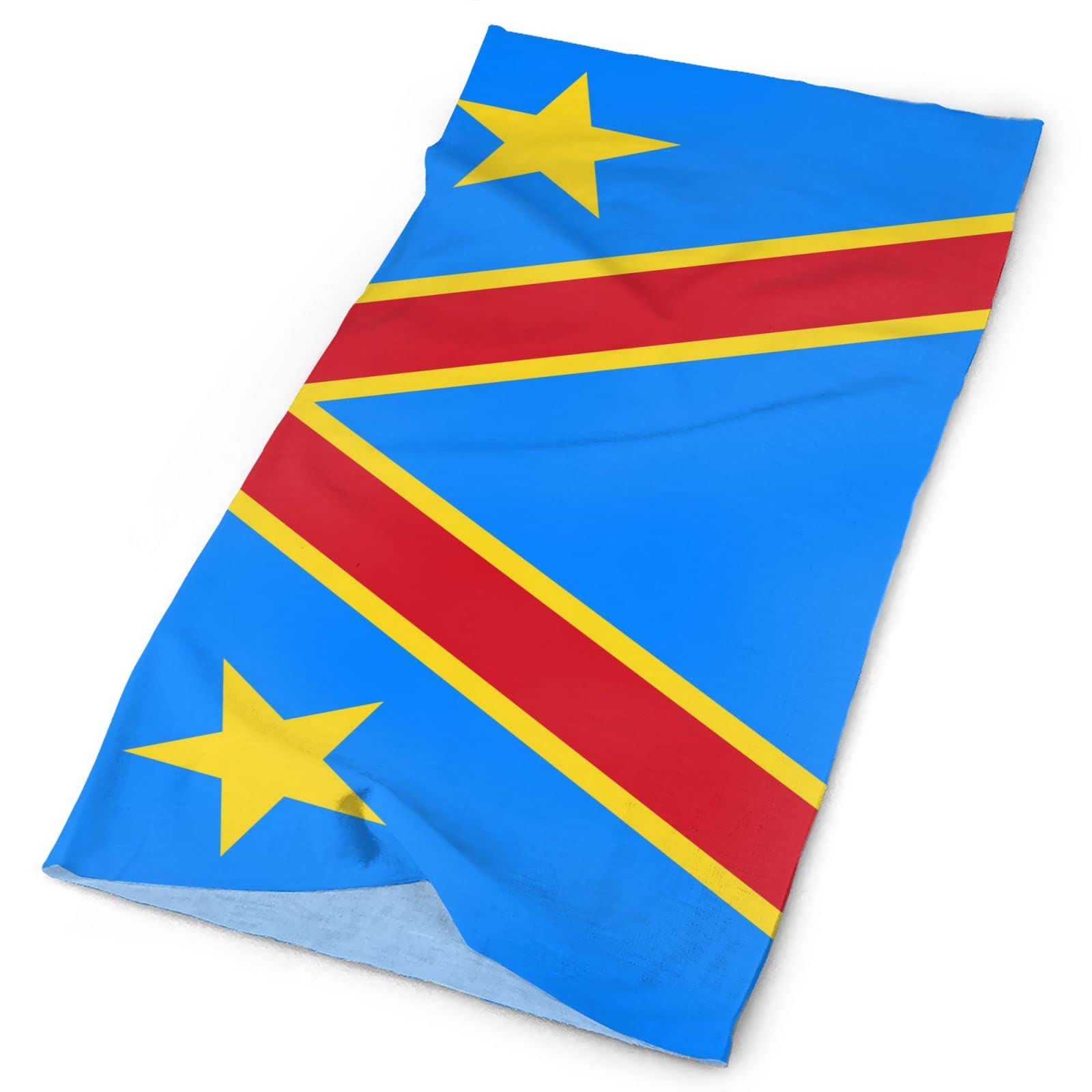 Congo Flag Neck Gaiter - Reusable Face Mask, Bandana & Balaclava Scarf for Outdoor Activities, Hiking, Cycling & Sports - Breathable Multicolor Cloth Face Cover