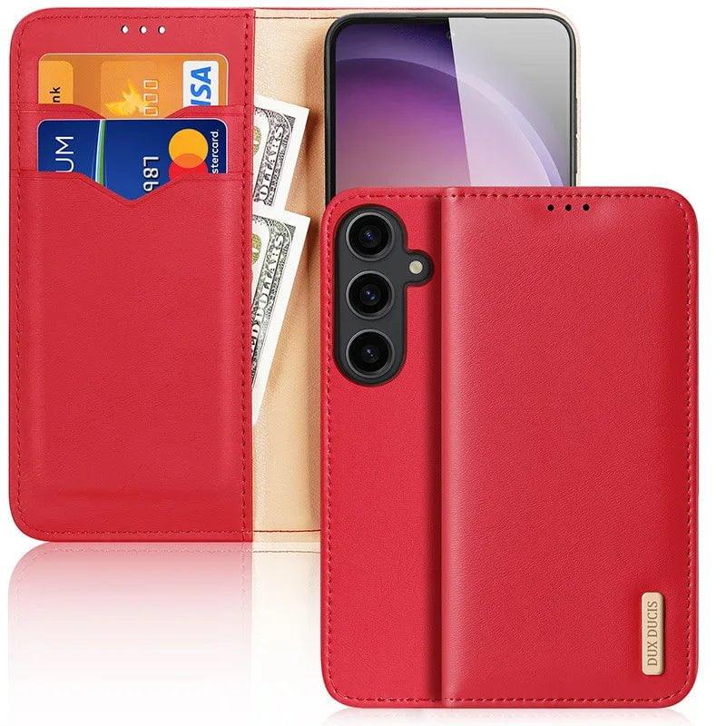 DuxDucis Galaxy S24 Genuine Leather Wallet Case - Premium Protective Cover with Card Slots for Samsung Galaxy S24 - Perfect for Business, Travel & Everyday Use
