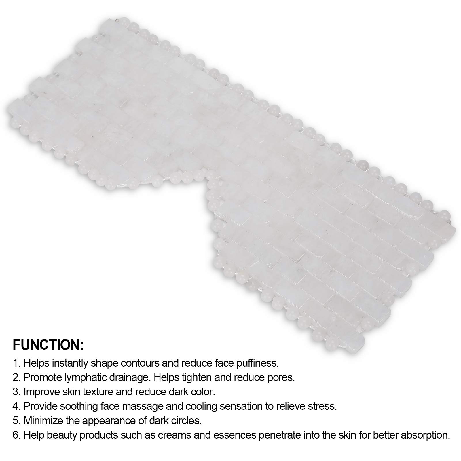Jade Stone Eye Mask for Dark Circles & Puffiness Relief - Cooling Face Massager for Relaxation, Sleep & Meditation - Natural Beauty Tool with Soothing Jade Stones (White) - Perfect for Spa, Travel & Home Self-Care