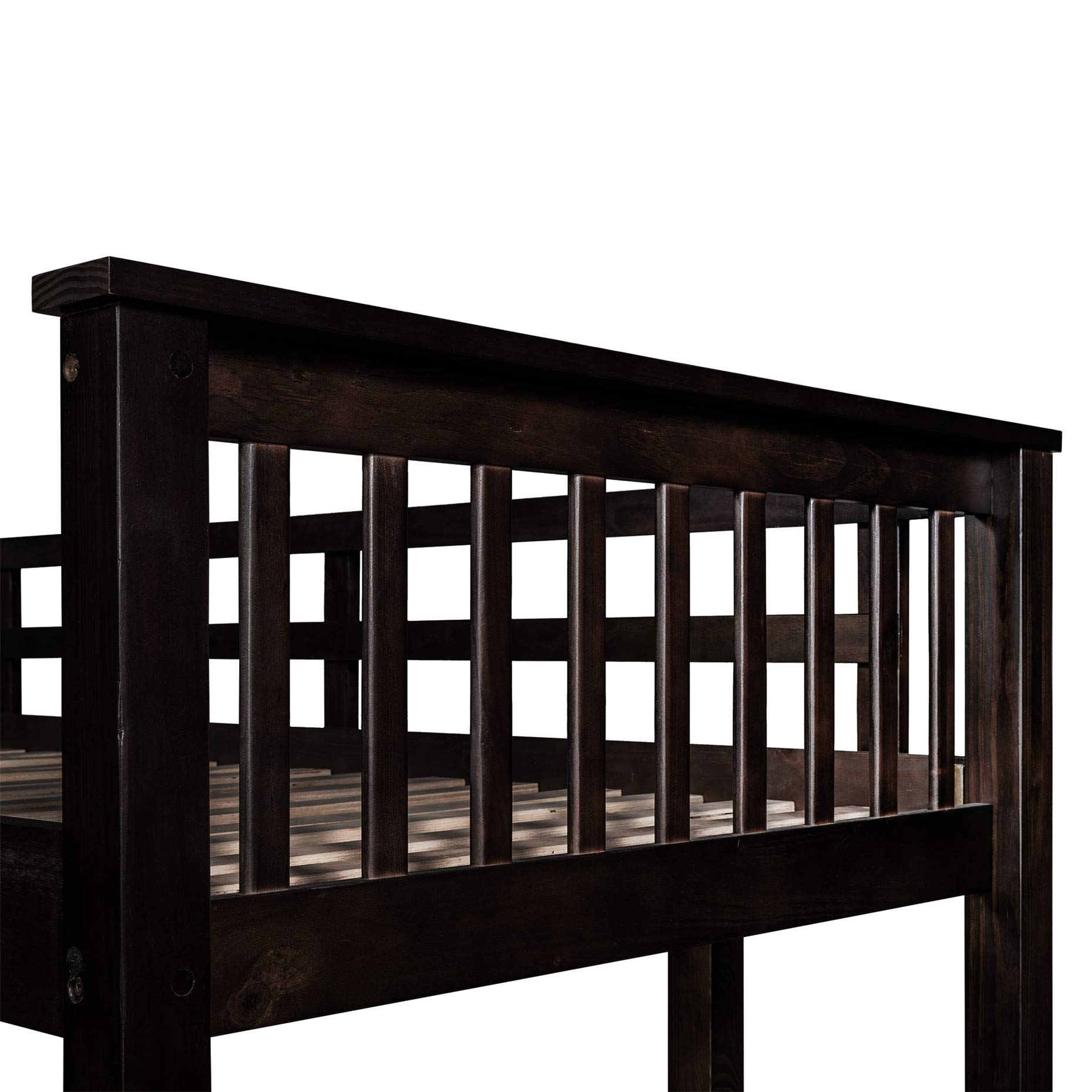 Harper & Bright Designs Twin Loft Bed with Desk & Storage - Space-Saving Wooden Bunk Bed with Ladder for Kids, Teens & Adults - Perfect for Small Bedrooms, Dorms & Studio Apartments (Espresso Finish)