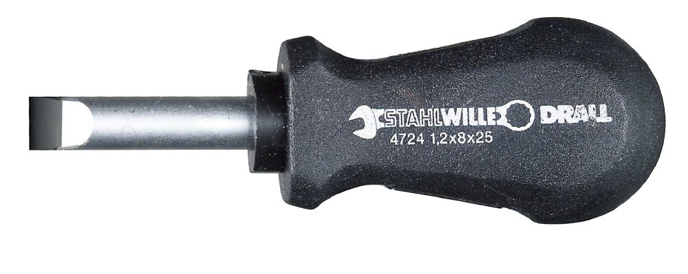 Stahlwille 47241060 Carburetor Screwdriver DRALL - Short Slotted Screwdriver 1.0mm x 5.5mm Blade, 25mm Length, Chrome Alloy Steel with Chrome Plated Finish - Perfect for Automotive Carburetor Repair and Precision Mechanical Work