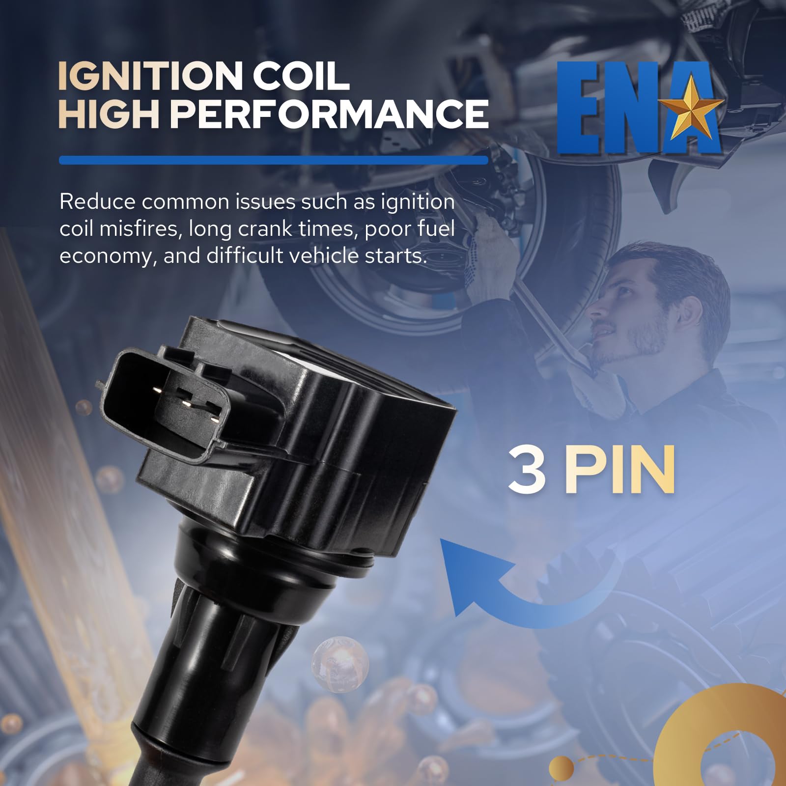 ENA Set of 8 Ignition Coil Packs 5.6L V8 Compatible with Infiniti QX56 & Nissan Titan Truck, Armada (2004-2006) - Replacement for UF510, C1483, 224487S015, 5C1482 - Improves Engine Performance & Fuel Efficiency