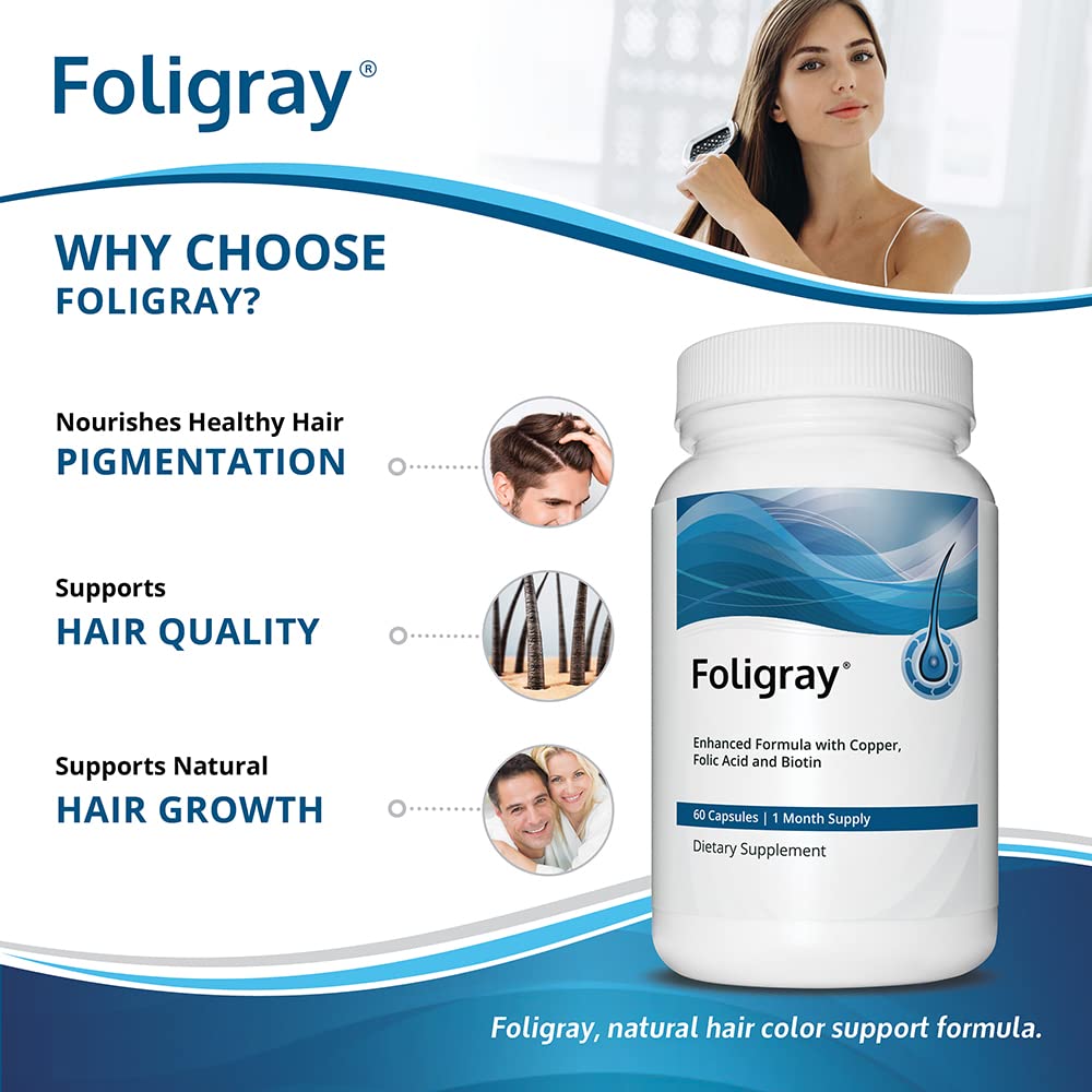 Hair Growth Vitamins with Catalase, Copper & Biotin - Natural Hair Pigmentation Support for Thicker, Healthier Hair - 60 Capsules for Men & Women - Perfect for Hair Loss Prevention & Daily Hair Care Routine
