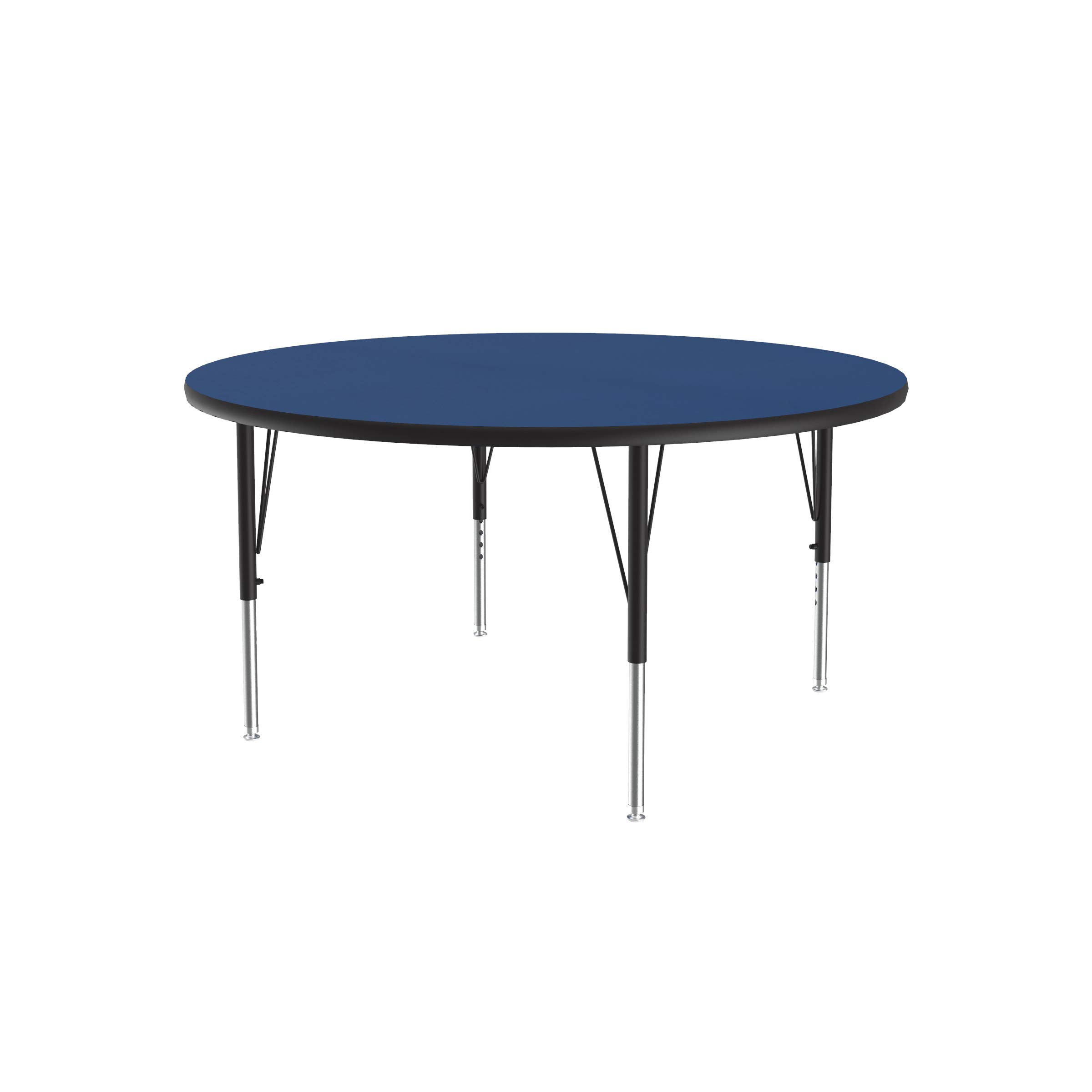 Correll 42 Inch Round Adjustable Height Activity Table - Blue Durable High Pressure Laminate Top - Perfect for Classrooms, Daycares, Homeschooling & Learning Centers - School Furniture (A42-RND-37)