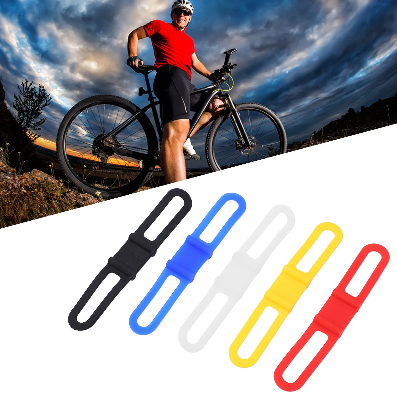 **OUKENS 5-Pack Bike Silicone Bands - Multipurpose Cycling Straps for Flashlight Mount, Tool Holder & Accessories | Mountain Bike, Road Bike, Commuter Bike (Secure & Durable Silicone Fasteners)**    **Usage Scenarios:** Perfect for securing flashlights, tools, or accessories on mountain bikes, road bikes, or daily commuter rides.