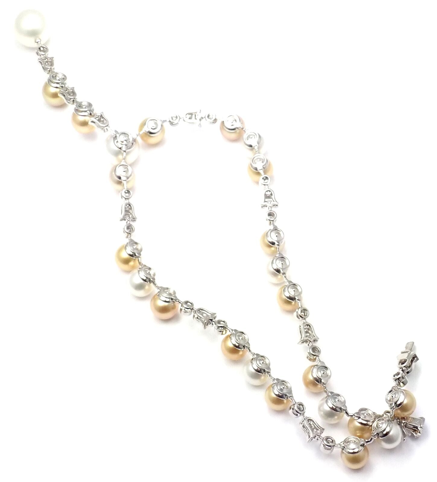 Authentic Cartier Calin Platinum Diamond Tahitian & South Sea Pearl Necklace - Luxury Jewelry for Weddings, Anniversaries & Special Occasions