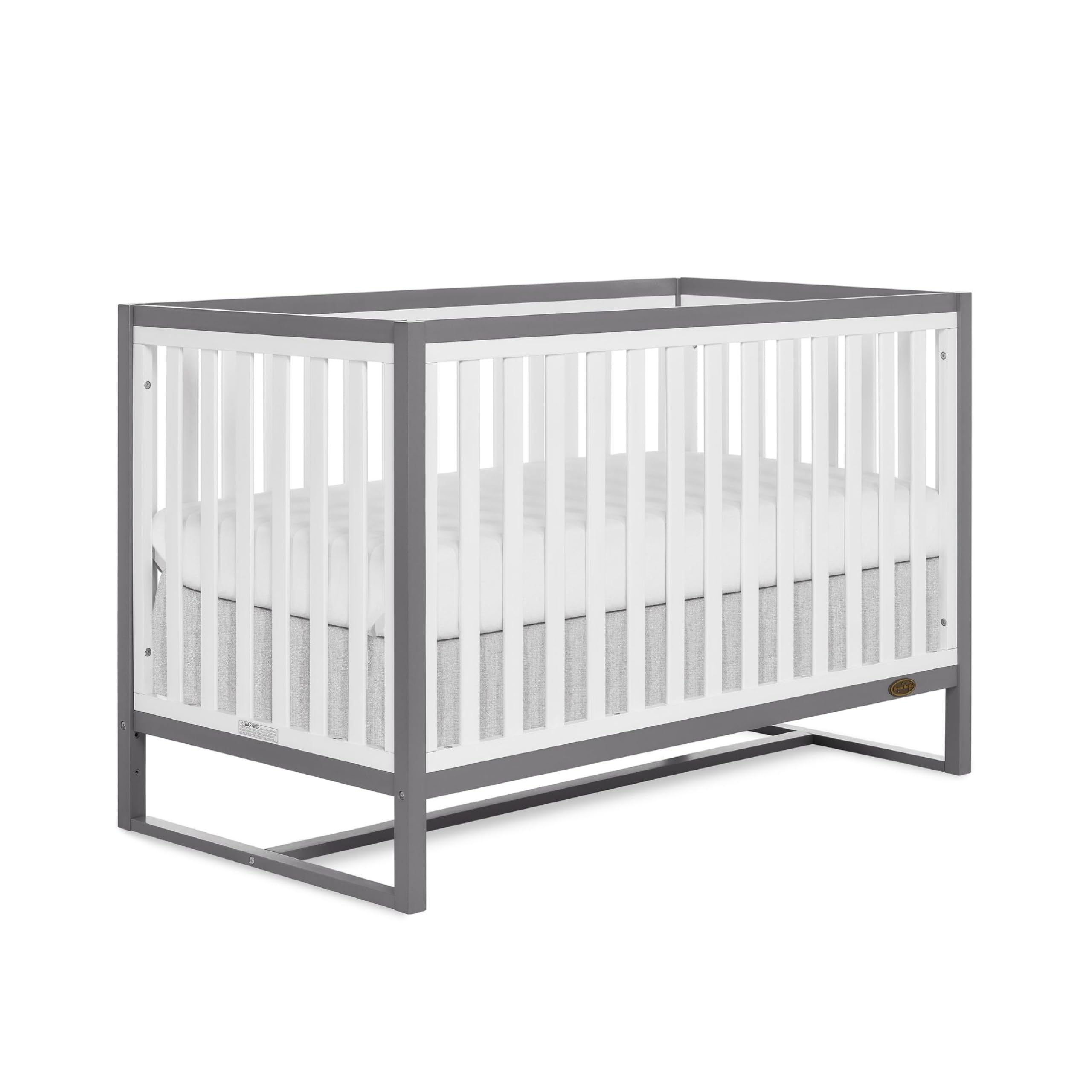 Dream On Me Arlo 5-in-1 Convertible Crib - Steel Grey & White | JPMA Certified | Adjustable Mattress Heights | Non-Toxic & Sustainable Pinewood | Nursery & Toddler Room Essential