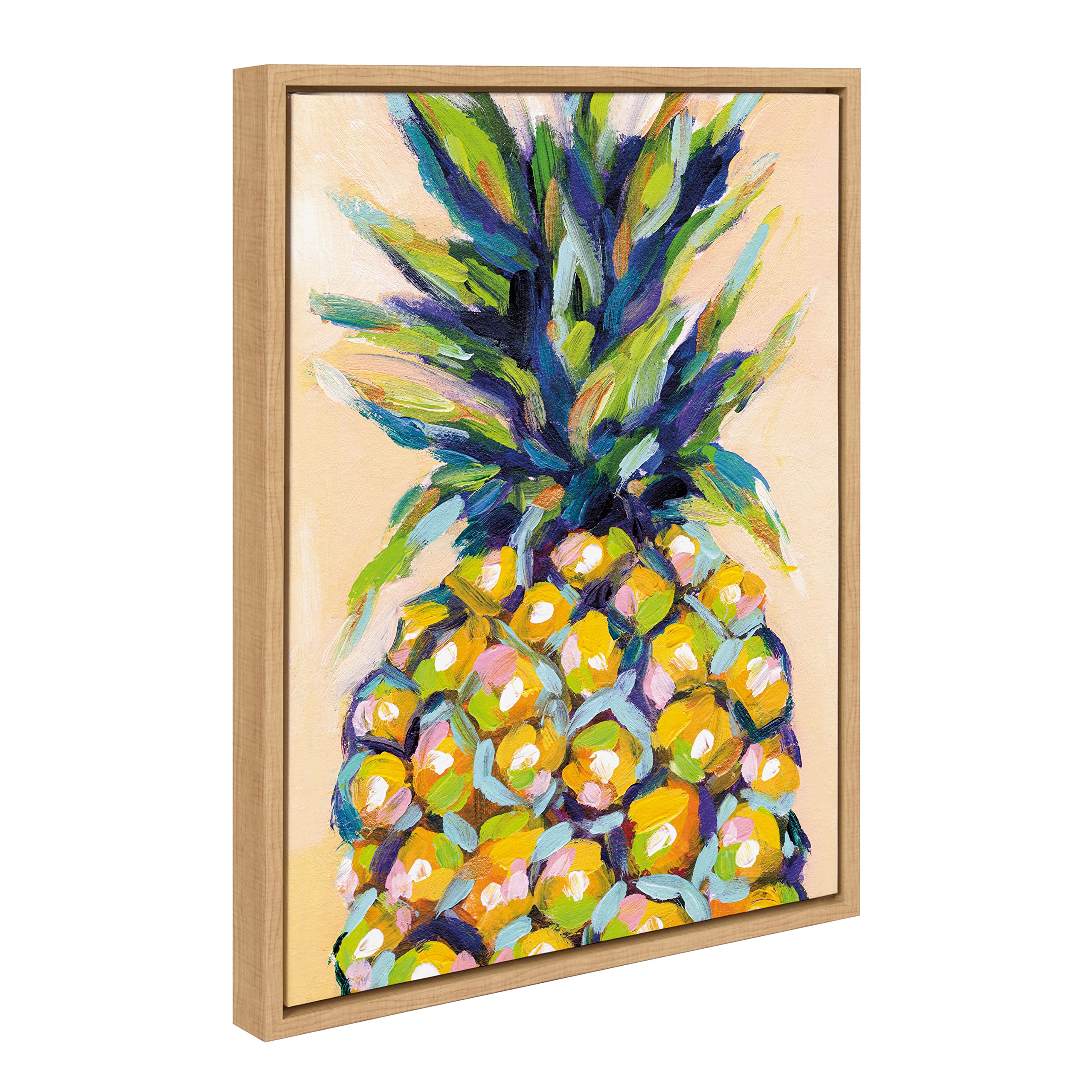 Rachel Christopoulos Abstract Pineapple Canvas Wall Art - 18x24 Inch Framed Kitchen Decor, Tropical Home Office Painting, Modern Living Room & Dining Room Wall Décor
