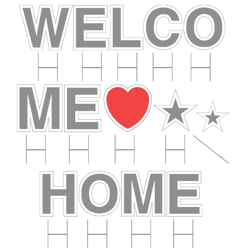 Vispronet 18in Tall Welcome Home Yard Sign with Stakes - Durable Coroplast Outdoor Sign - Weather-Resistant Garden Decoration with Steel Stakes (Grey) - Perfect for Front Yard Greetings, Housewarming Gifts & Holiday Decorations