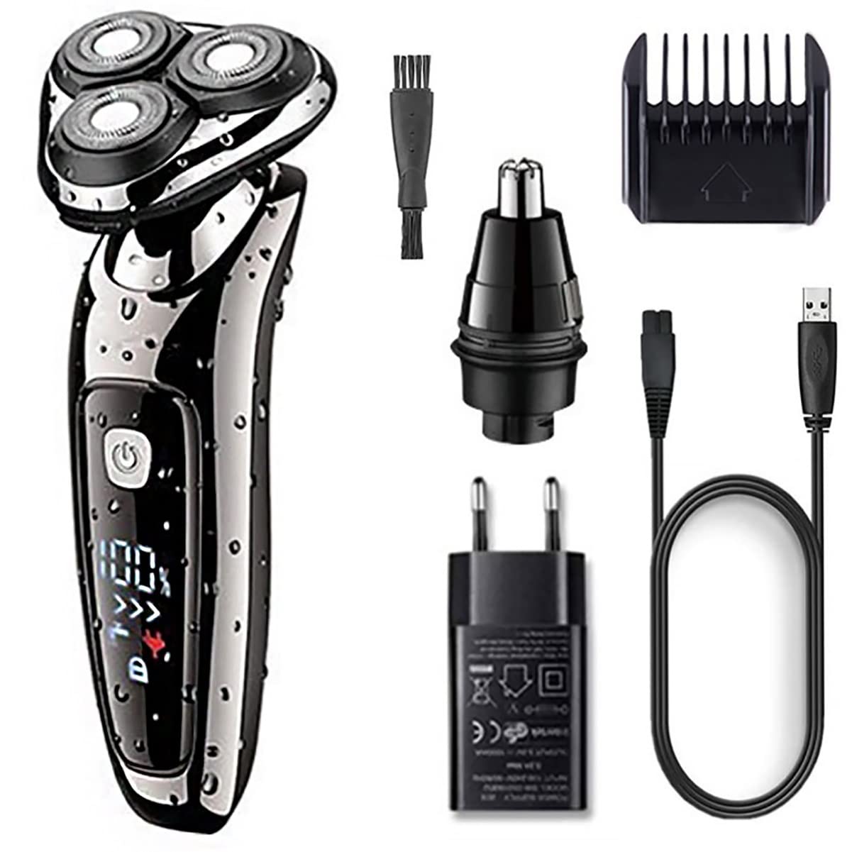 Professional 3-in-1 Electric Razor for Men - Wet/Dry Rechargeable Beard Trimmer & Body Groomer | Perfect for Travel, Home & Gym Use