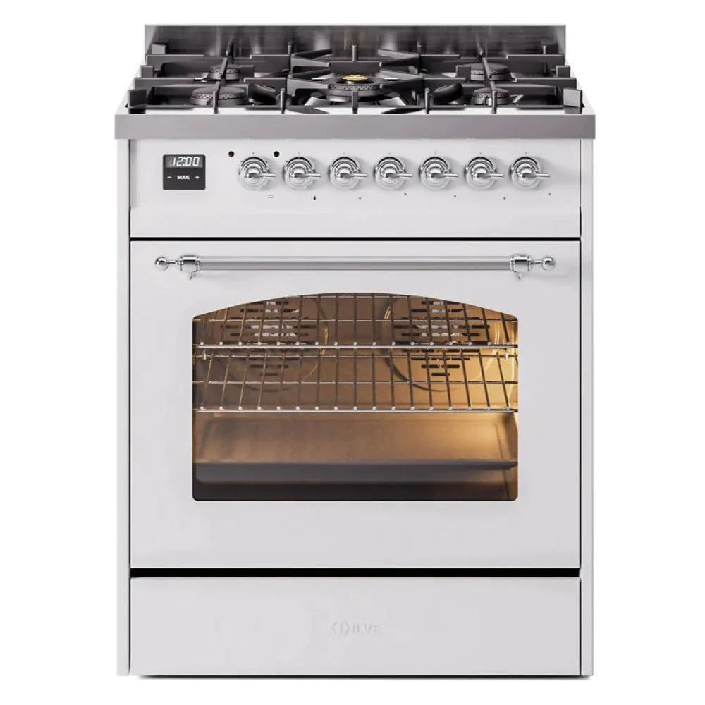 ILVE 30 Nostalgie II Series Freestanding Dual Fuel Range with 5 Sealed Burners - Professional Gas Stove & Electric Oven for Home Kitchen - Perfect for Baking, Roasting, and Family Cooking (Model UP30NMP)