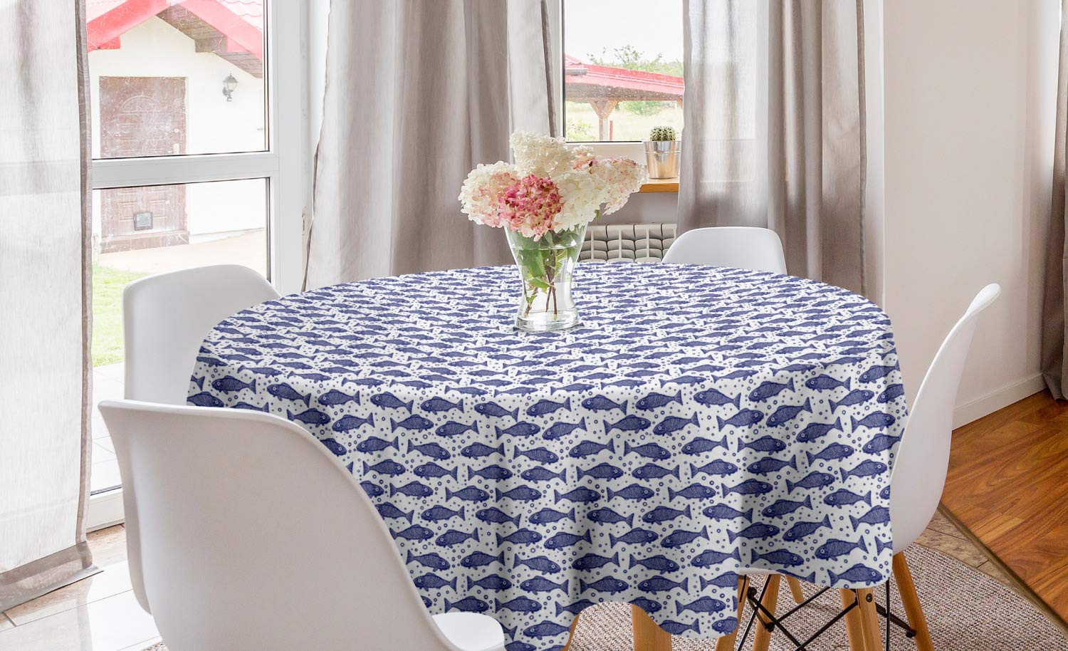 Ambesonne Nautical Round Tablecloth 60