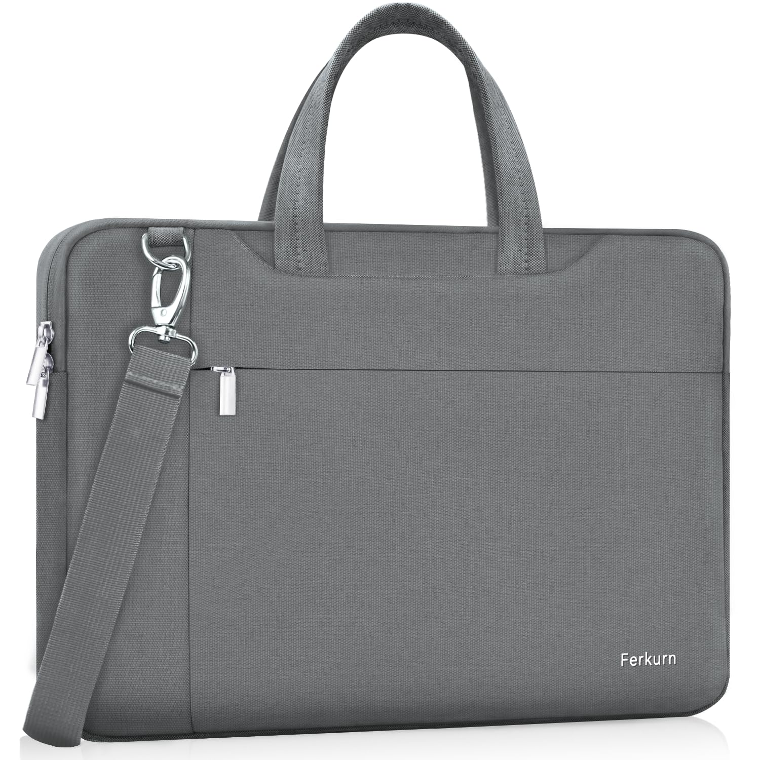Ferkurn 14 Inch Laptop Bag Case for Women & Men, Stylish Laptop Sleeve & Briefcase with Shoulder Strap, Compatible with MacBook Pro/Air, HP Chromebook, Dell XPS, ASUS, Acer, Samsung, Grey - Perfect for Work, Travel & School