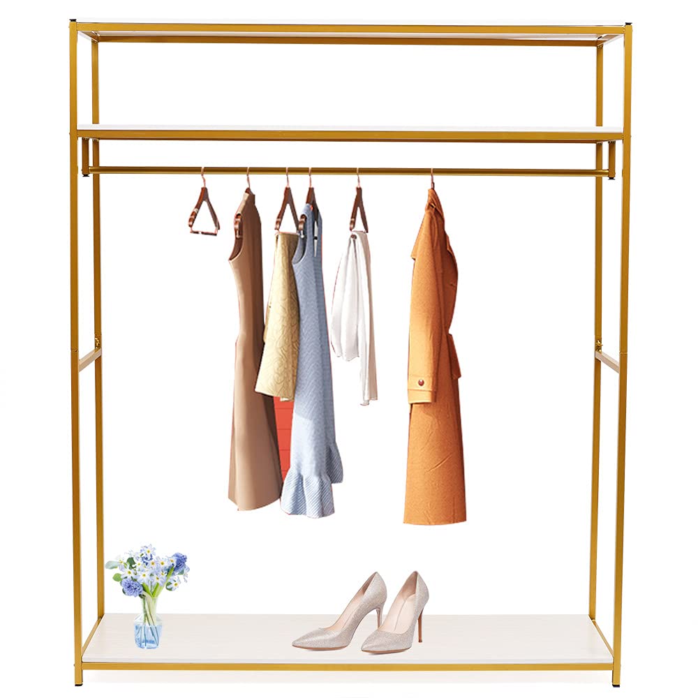 Gdrasuya10 Modern Clothes Rack - Sturdy Metal Square Garment Rack with Shelves for Wedding Dresses & Bridal Gowns | Perfect for Bedroom, Closet & Boutique Organization