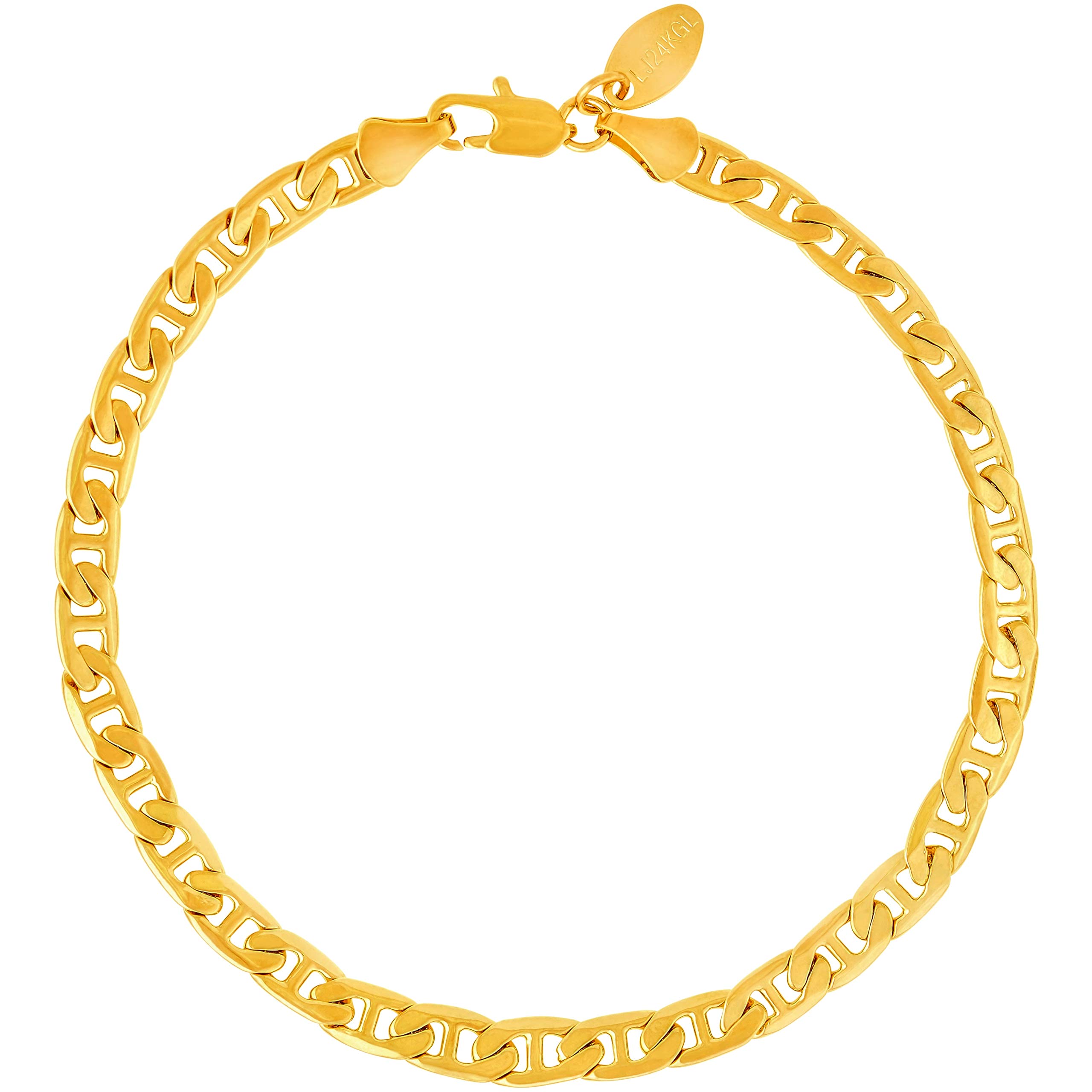 5mm Mariner Link Anklet for Women & Girls - 24k Gold Plated Adjustable Bracelet | Lifetime Jewelry | Perfect for Beach, Wedding & Everyday Wear