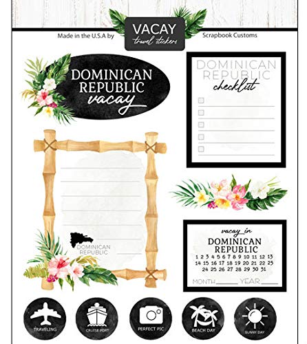 Scrapbook Customs Vacay Collection - Dominican Republic DR Travel & Vacation Cardstock Scrapbook Stickers for DIY Albums, Journals & Memory Books | Perfect for Vacation Scrapbooking & Travel Keepsakes