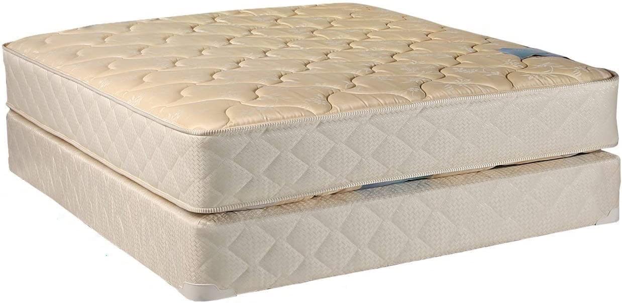 Premium Orthopedic King Size Mattress and Box Spring Set by DS Solutions USA - Chiropractor Recommended for Back Pain Relief, Durable 2-Sided Design, Fully Assembled (Beige) - Perfect for Master Bedrooms, Guest Rooms, and Spine Support