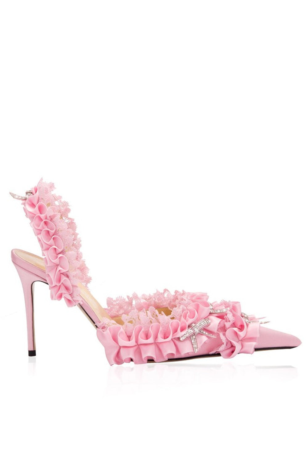 Avah Bow Embellished Slingback Pumps - Women's Elegant High Heel Shoes for Party, Wedding & Evening Wear - Pink