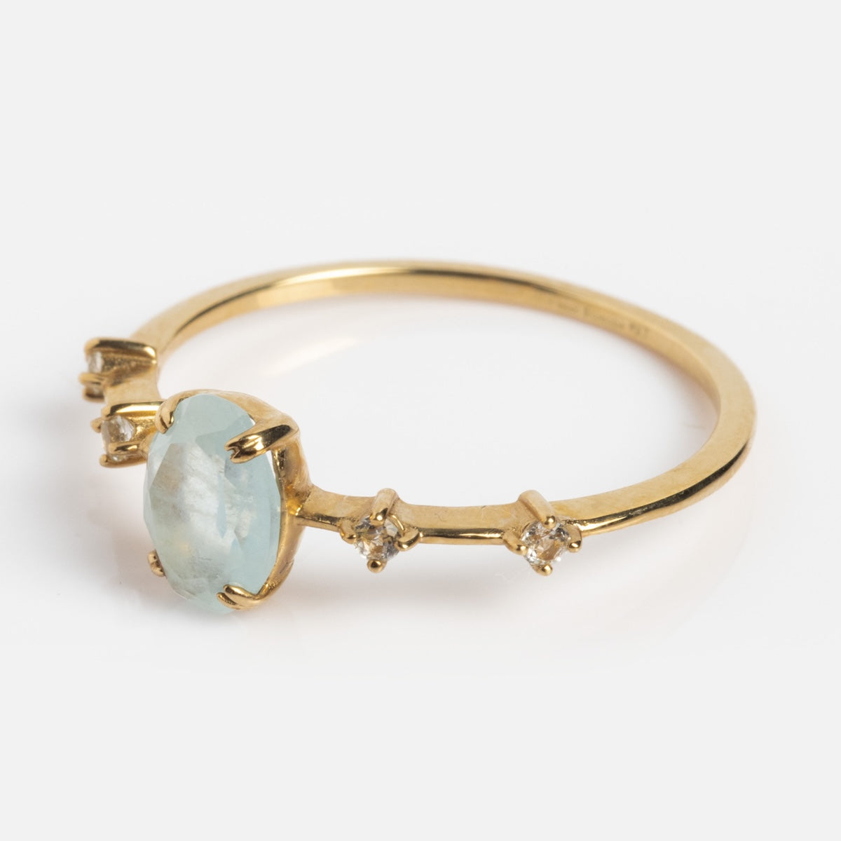 Solid Gold 2025 March Birthstone Ring - Classic Aquamarine Statement Jewelry for Women | Perfect Gift for Birthday, Anniversary & Special Occasions