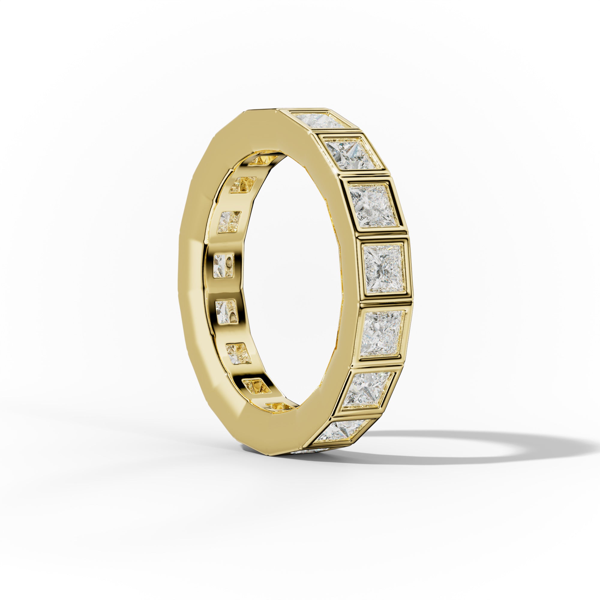 3.0 Carat Princess Cut Diamond Eternity Wedding Band - Bezel Set Engagement Ring for Women, Perfect for Anniversary Gifts & Bridal Jewelry (Ideal for Proposals, Vow Renewals & Special Occasions)