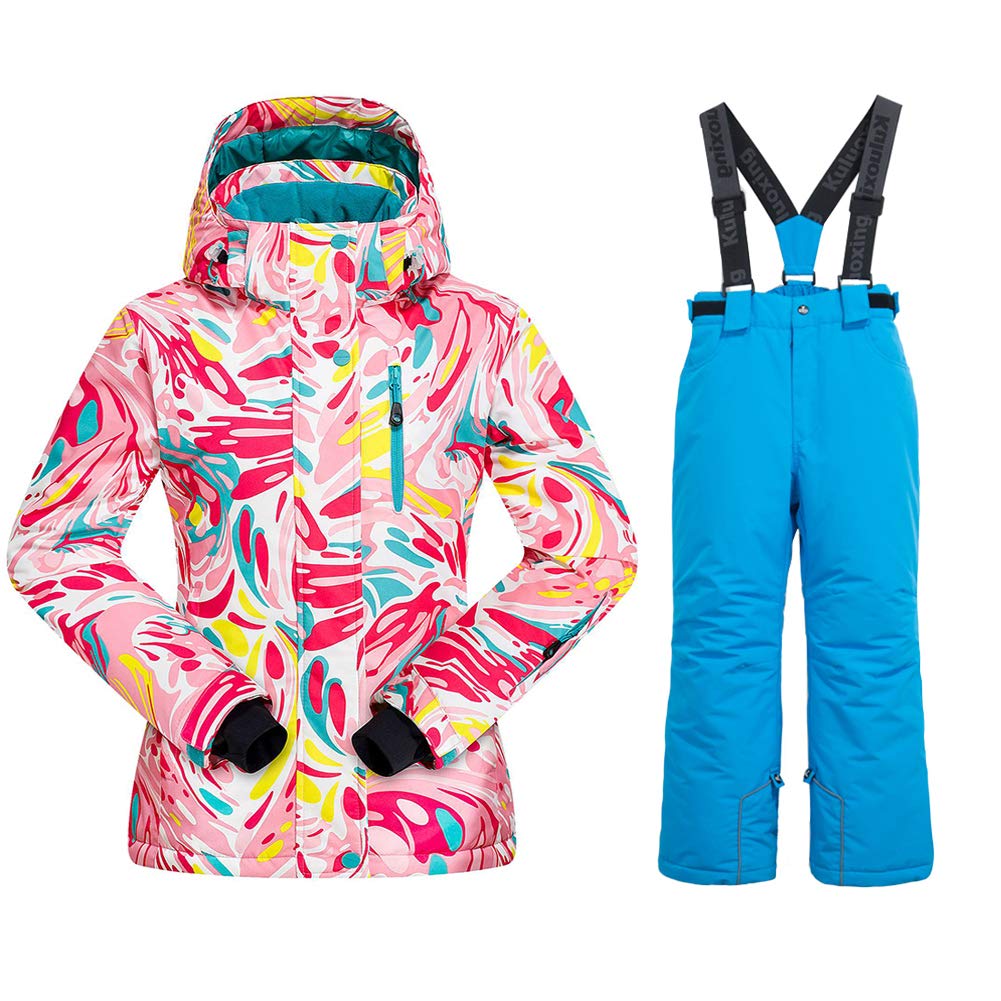Girls Insulated Ski Jacket and Pants Set - Windproof Waterproof Snowsuit for Winter Sports - Perfect for Skiing, Snowboarding & Outdoor Winter Activities