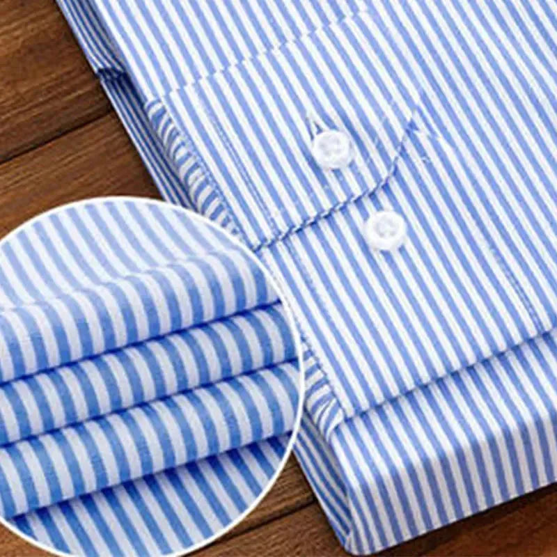 Premium Men's Pinstripe Dress Shirt - Slim Fit Formal Business Shirt for Office, Wedding & Special Occasions