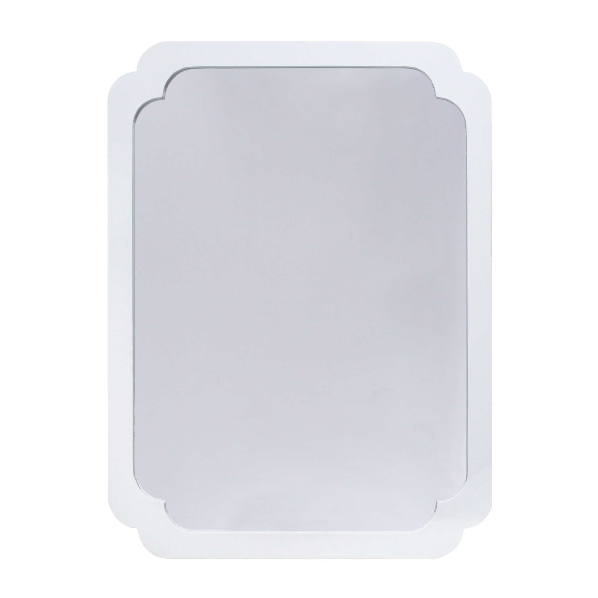 Amelia White Lacquer Pinched Corner Wall Mirror - Elegant Decorative Mirror for Living Room, Bedroom, or Entryway - Perfect for Home Decor and Interior Design