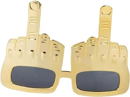 1Pc Golden Tricky Middle Finger Sunglasses - Women's Funny Novelty Eyewear for Parties, Halloween & Costume Events - Creative Flip Off Hand Shape Sunglasses for Bachelorette, Girls Night Out & Prank Gifts