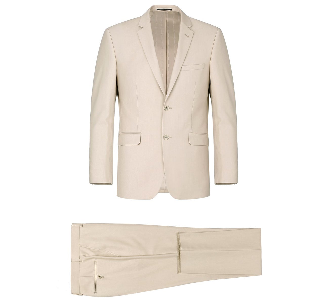 Alessandro Vitello by Renoir Beige 2-Piece Classic Fit Single Breasted Notch Lapel Suit | Premium Men's Business Formal Attire | Perfect for Weddings, Office Meetings & Special Occasions