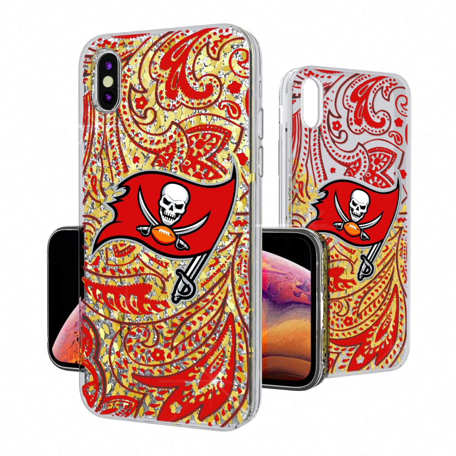 Tampa Bay Buccaneers iPhone Case - Glitter Paisley Design for iPhone 13/14/15 Pro Max - Stylish Protective Cover for Football Fans | Perfect for Game Day & Everyday Use
