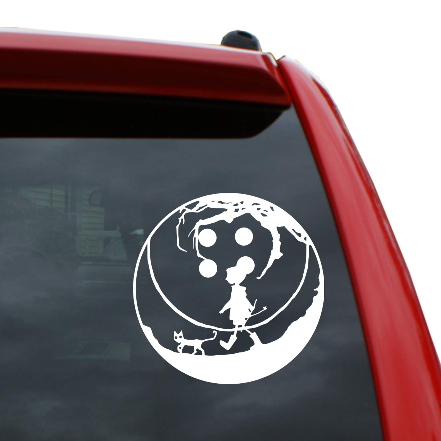 Coraline and The Cat Vinyl Decal Sticker - White 5 Inch Tall - Perfect for Laptops, Water Bottles, and DIY Home Decor