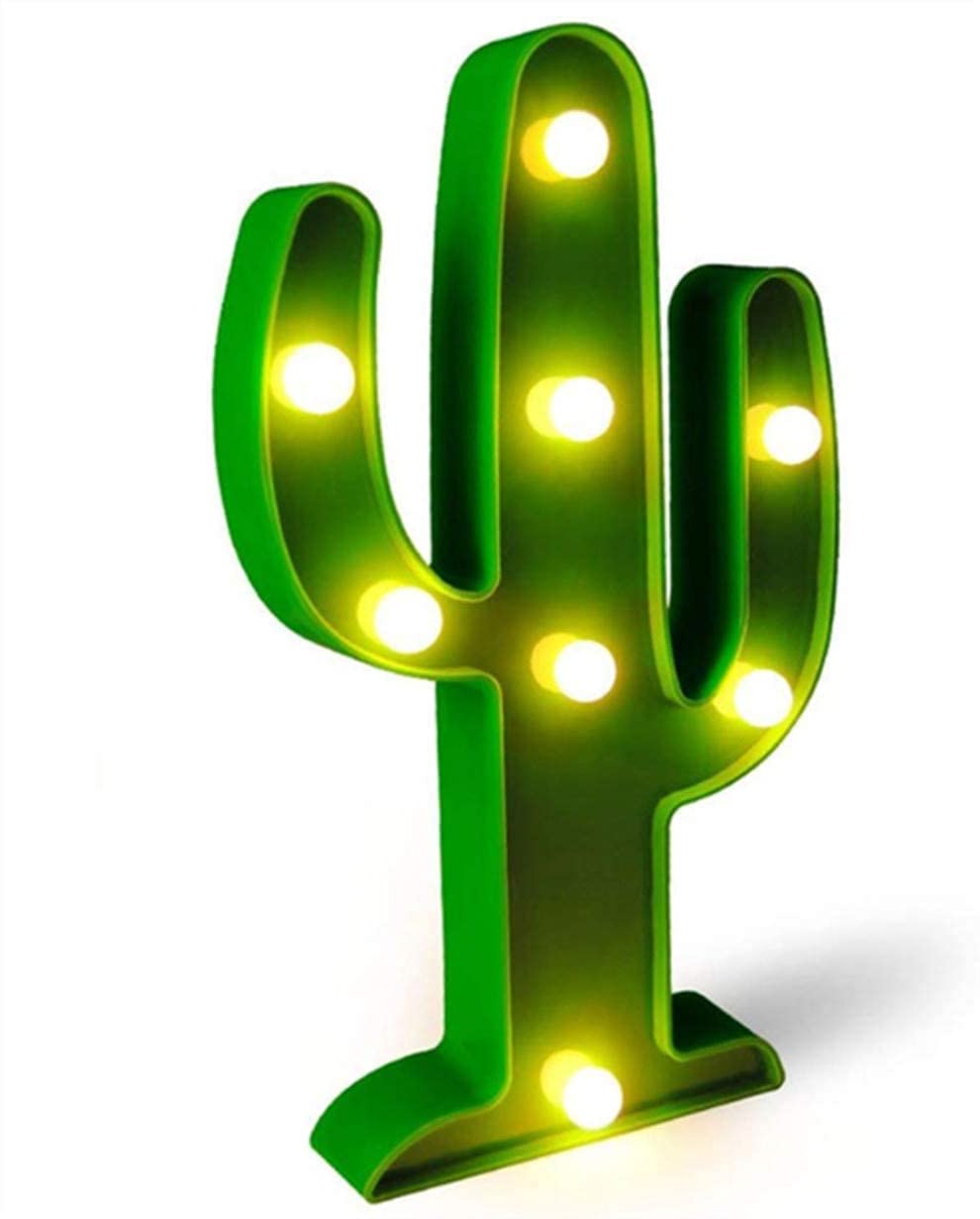 Cloud Marquee Sign Lamp - Battery Operated Moon Night Light with Cactus Design | Perfect for Bedroom Decor, Nursery Lighting & Romantic Atmosphere