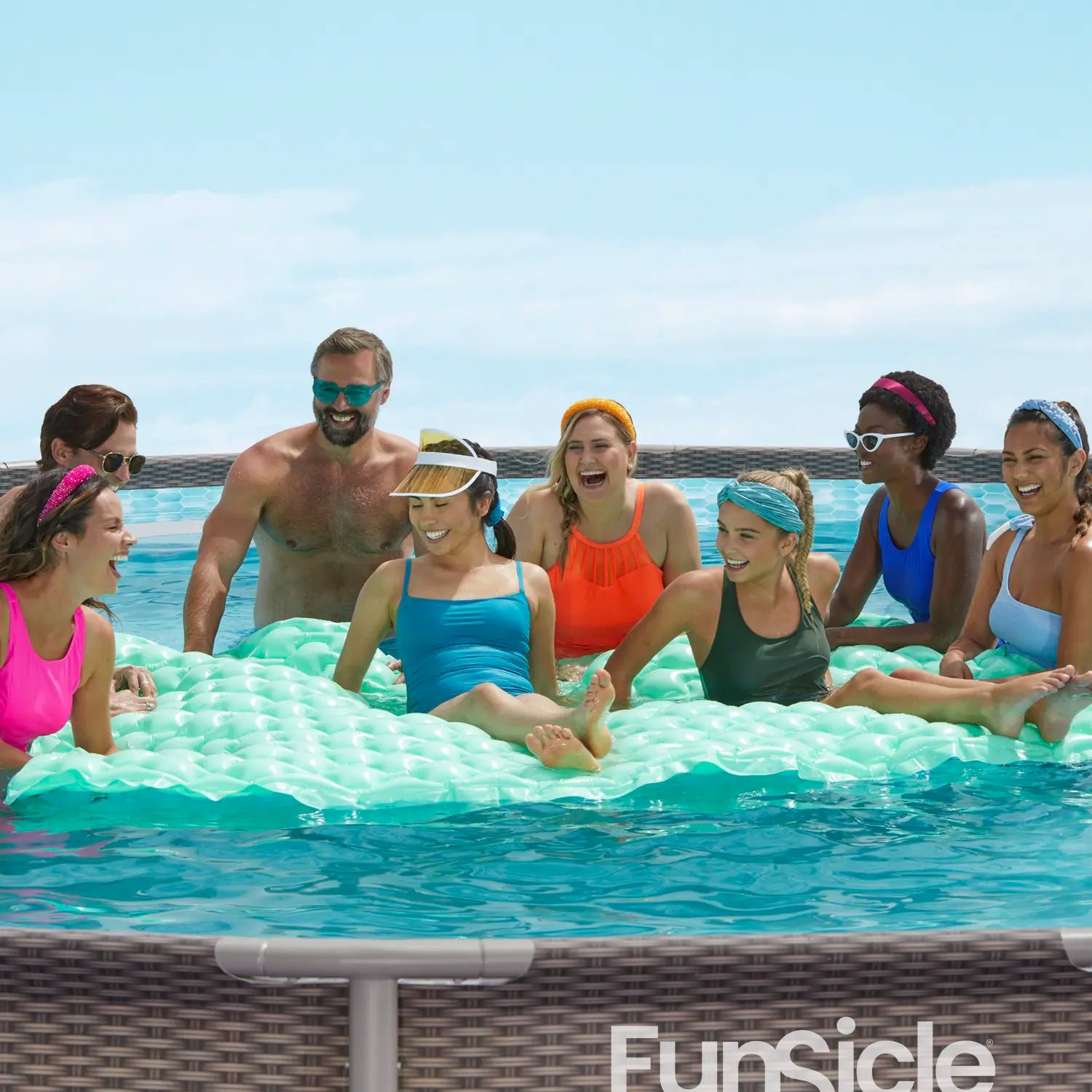 Funsicle 18 ft Oasis Designer Inflatable Pool with Double Rattan Design - Perfect for Backyard Parties, Family Gatherings & Summer Relaxation