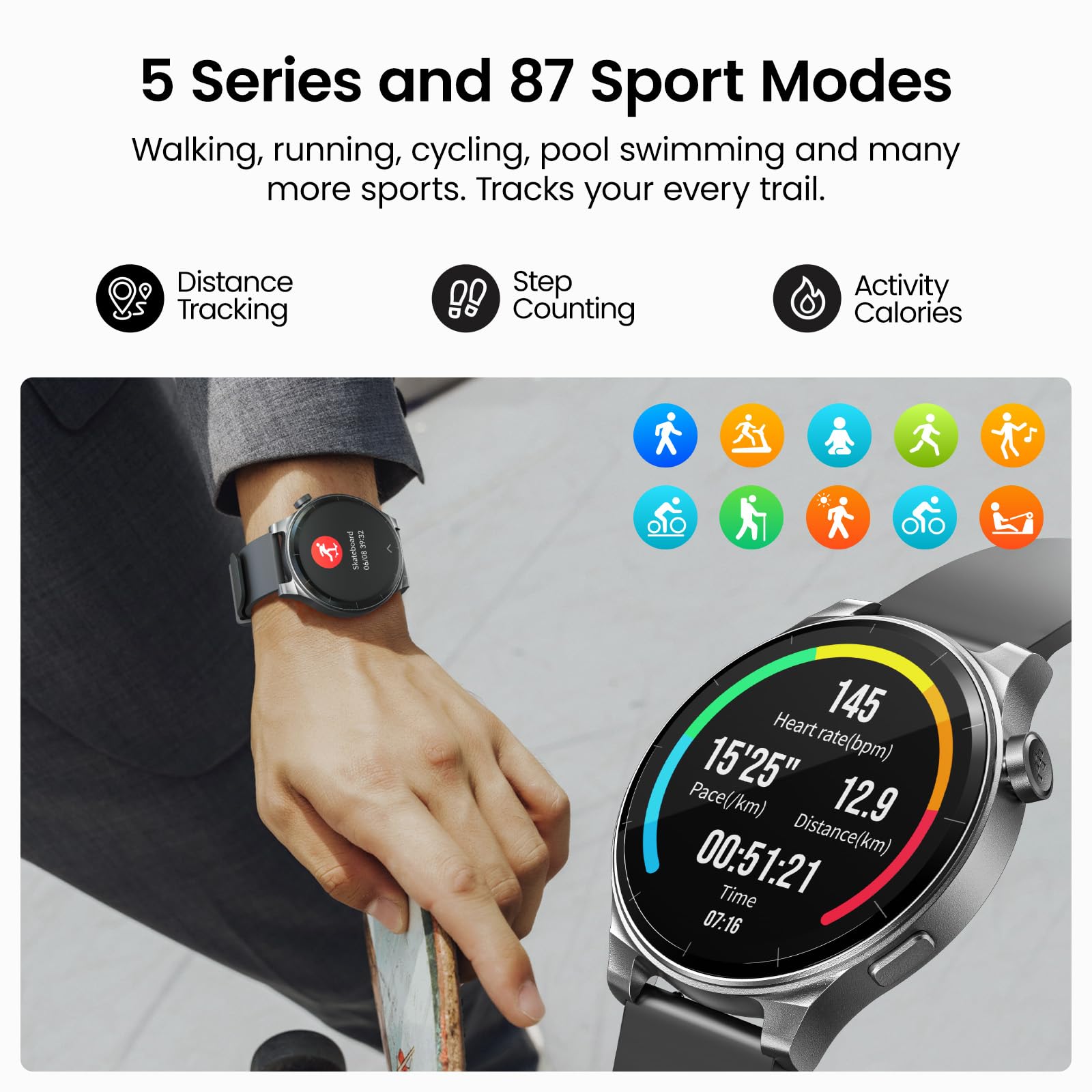 TOZO S5 Smart Watch with AMOLED Display - 1.43