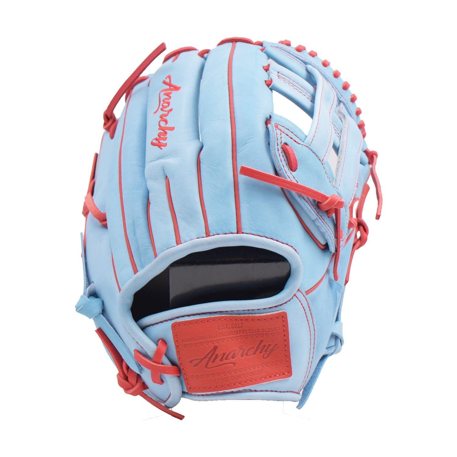 Premium Anarchy Kip Leather Softball Fielding Glove AFG001 (Carolina/Red) - Ideal for Fastpitch, Slowpitch & Training Sessions