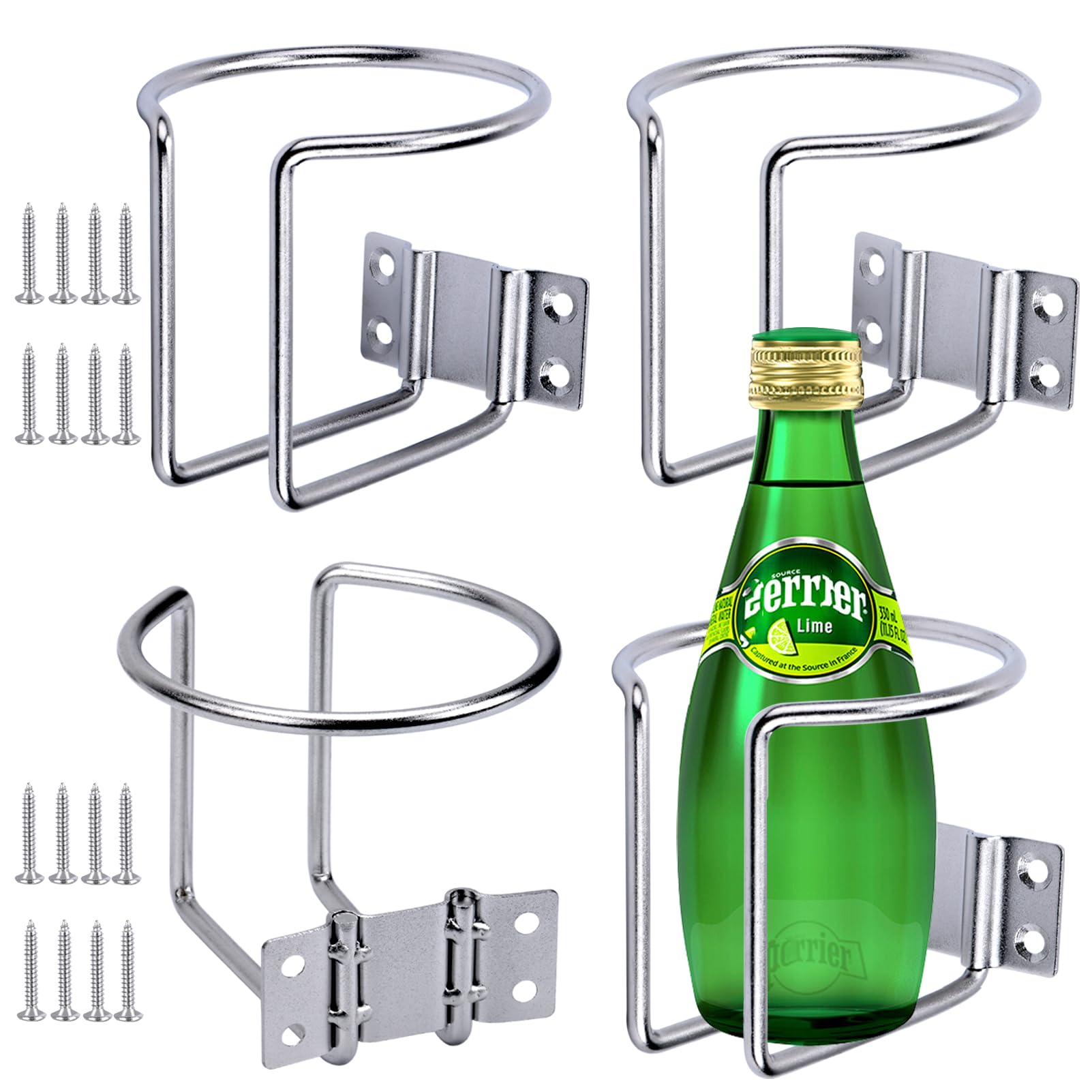 Marinebaby 4-Pack Stainless Steel Universal Boat Cup Holders - Durable Drink Holders for Boats, Trucks, RVs, Tractors & Outdoor Swings - Perfect for Marine, Camping, Road Trips & Backyard Relaxation