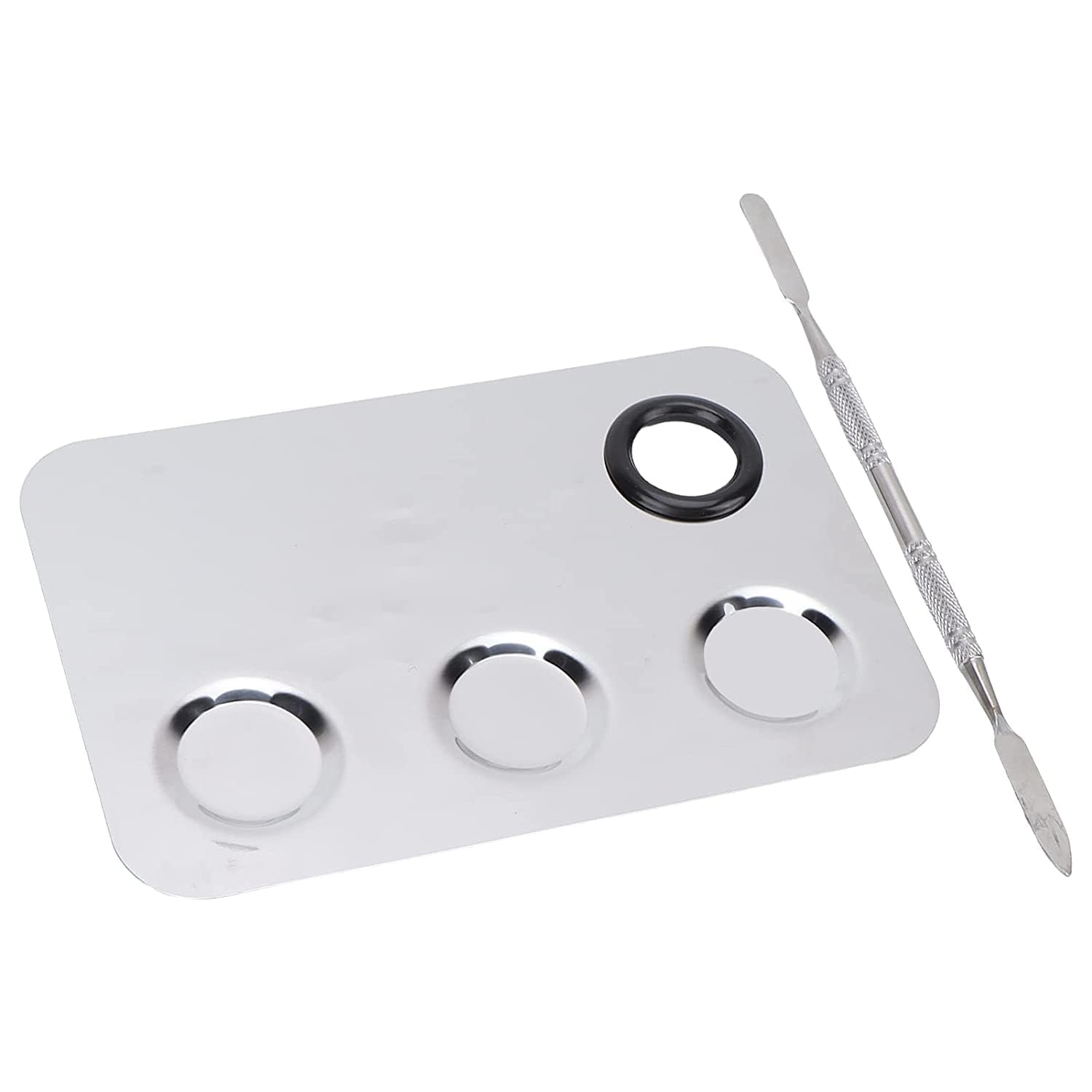 Elecsera 5-Hole Stainless Steel Makeup Palette - Professional Nail Art Polish Mixing Plate for Cosmetics & Manicure - Perfect for Salon, Home Use & Travel Beauty Kit
