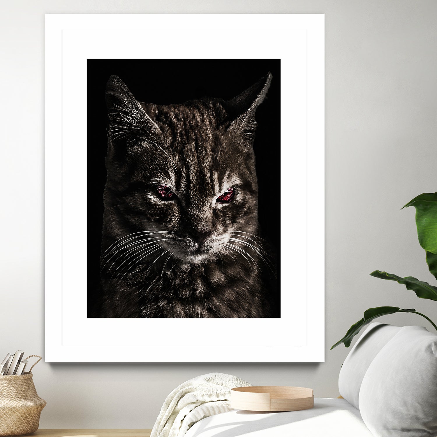 Creepy Kitten Portrait Photo Illustration - Spooky Cat Art Print for Halloween Decor, Gothic Home Decor & Unique Wall Art